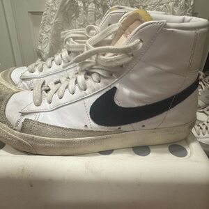 Nike White and Black High-Top Athletic Shoes
